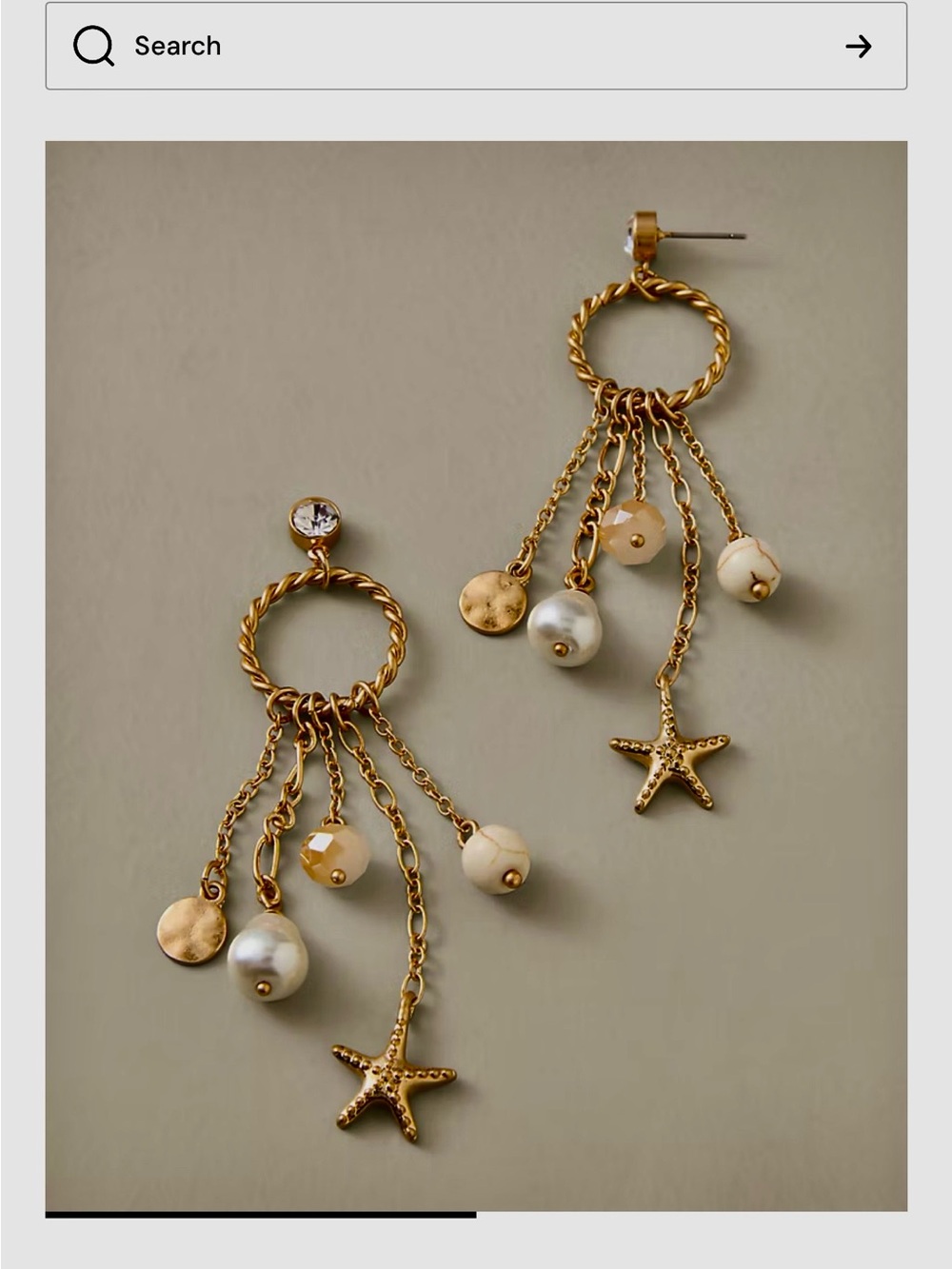 NIB Tommy Bahama Gold-Tone Star & Pearl Dangle Earrings - tags attached